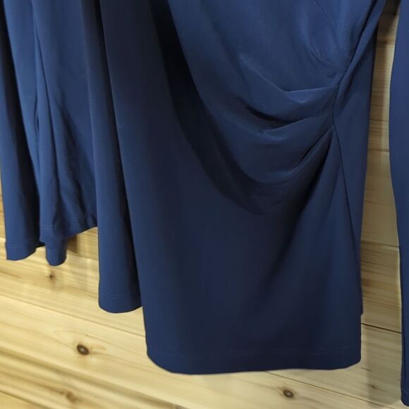 Clara Sun Woo Top Womens 1X Blue Long Sleeve Blouse - Picture 4 of 9